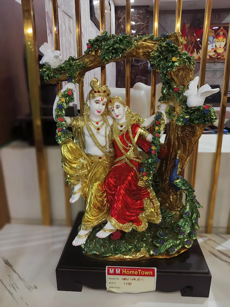 Artisanal Radha Krishna Swing Hand-Sculpted Idol